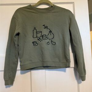 Small Paloma Wool 100% cotton small green embroidered crewneck hotel sweatshirt